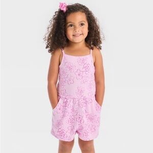 ❤️3/$15 NWT Cat & Jack Pink Floral Terry One-Piece Romper- 2T